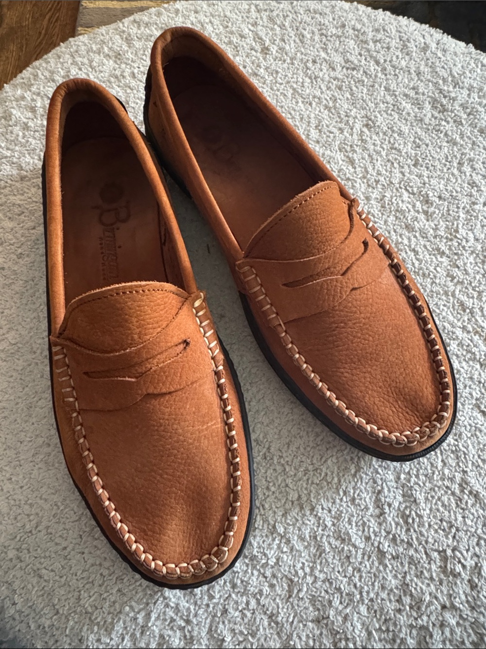 Birmingham leather hand made tan penny loafer driving moccasins. Size 41 (10).